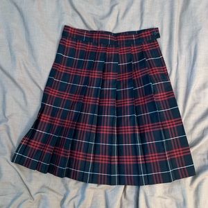 Plaid pleated school uniform skirt.